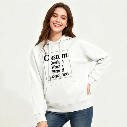 High Quality Custom Hoodie Cotton Sweatshirt Print Embroidery Brand Logo Text Photo Design Men Women Famliy Team Clothing 300g