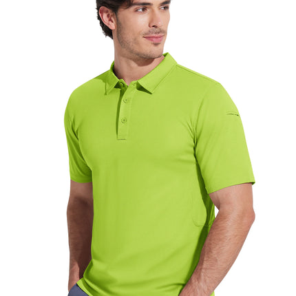 MAGCOMSEN Men's Tactical Polo Shirt Quick Dry Performance Pique Work Golf Shirt Sunglasses Loop Sleeve Pen Pocket