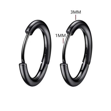 2pc Stainless Steel Small Hoop Earrings Punk Hip Hop Circle Round Huggie Hoop Earrings for Women Men Ear Ring Ear Bone Buckle