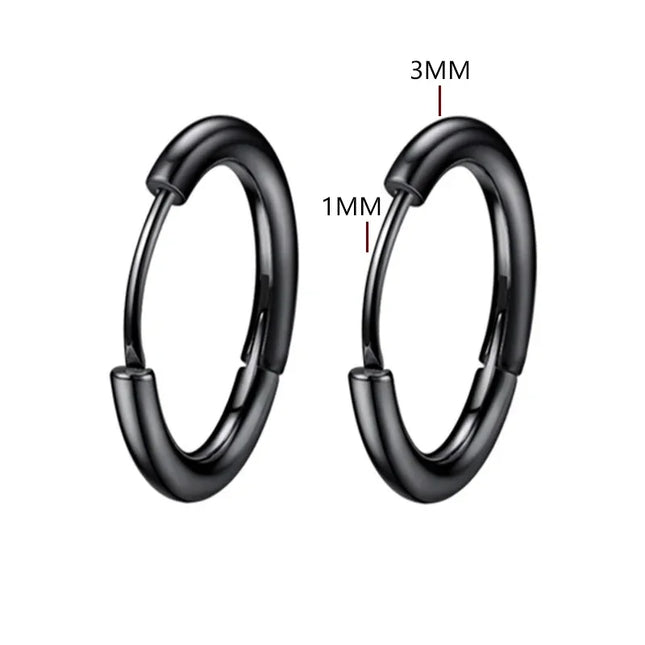 2pc Stainless Steel Small Hoop Earrings Punk Hip Hop Circle Round Huggie Hoop Earrings for Women Men Ear Ring Ear Bone Buckle