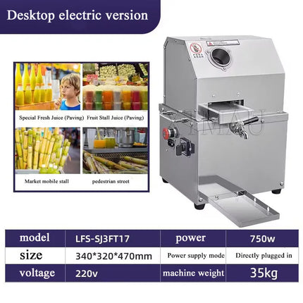 Electric Sugarcane Machine Desktop Vertical Commercial Juicer Stainless Steel Juicer Equipment