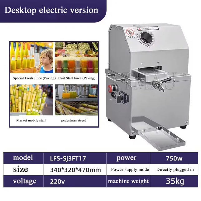 Electric Sugarcane Machine Desktop Vertical Commercial Juicer Stainless Steel Juicer Equipment