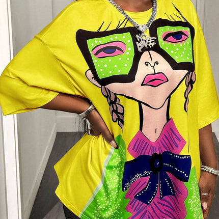BamGleam Oversized T-shirt Loose Casual Hip-Hop Style Graphic Printed Women T-Shirt Summer Fashion Y2k Ladies Clothes Female Tee