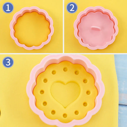 8Pcs Cute Jam Sandwich Biscuit Cookie Cutters Flower,Star Shape Cookie Molds Cartoon Fun Biscuit Moulds
