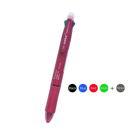 Creative 5 In 1 Erasable Gel Pen 0.7mm Blue Black Red Green Magic Refills 0.5mm Mechanical Pencil Writing Painting Stationery
