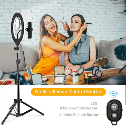 LED Selfie Ring Lighting Photographic Selfie Ring Lamp Phone Remote Fill Light With Tripod Stand Holder For Video Live Recording