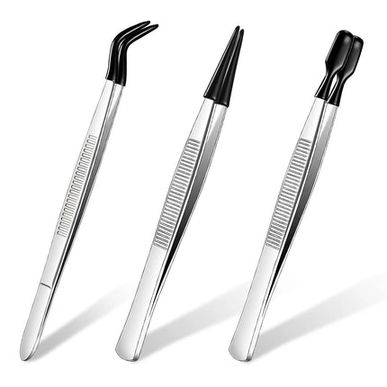 1/3/4 Pieces Tweezers with Rubber Tips Tweezers PVC Coated Tweezers Set, Rubber Straight Tip Tweezers Rubber Flat Tip Tweezer