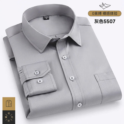 Men's Purple Long-Sleeve Shirt for Commuting: Non-iron, Wrinkle-resistant, Slightly Stretchy, Quick-drying Casual Shirts.