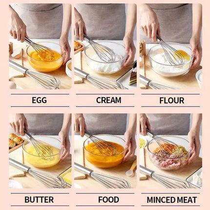 Stainless Steel Manual Egg Beater Egg Stick Mixer Egg Beater Cream Egg Baking Egg Mixing Artifact Household Baking Tools