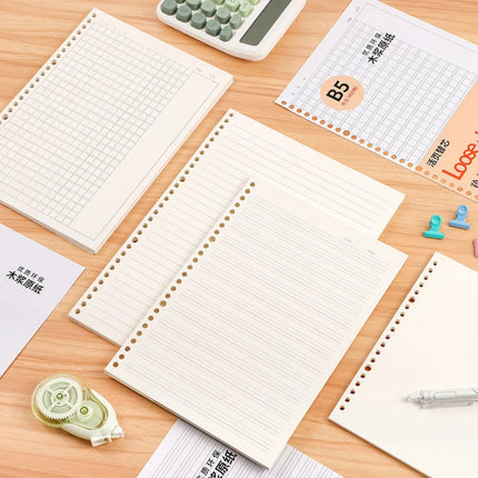 A5/B5/A4 Loose - Leaf Refills - 60 Sheets, Multi - Style Notebook Inserts Grid/Line/Blank Inner Page Refill