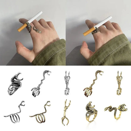 1PC Cigarette Holder Rack Dragon Ring Finger Clip Smoke Cool Gadgets for Man Gift Smoking Accessory Cigarette Smoker Tool Metal