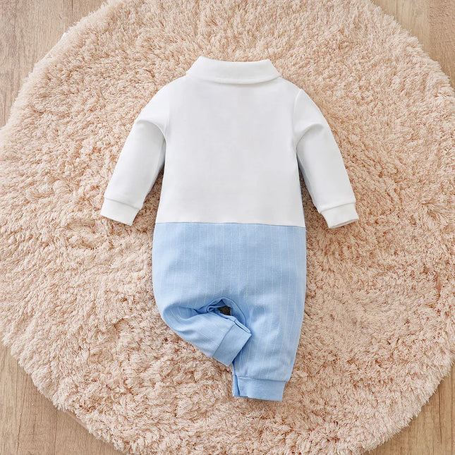 Gentleman Baby Boys bow tie Cotton Clothing Spring and Autumn Children One-Piece  long sleeves Jacket 0-2 years old Rompers