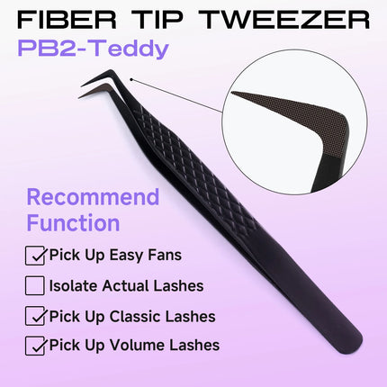 Fiber Tip Lash Extension Tweezer, Titanium Black Eyelash Nano Tip Tweezer for Lash Tech Supplier