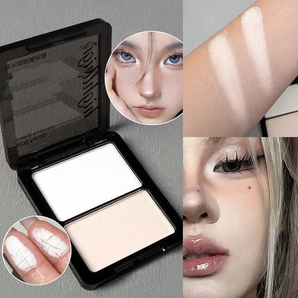 Two Color Highlight & Eye Shadow Powder Delicate, Natural, Lightweight, Matte Finish Eyeshadow Soft Focus Makeup Brightening