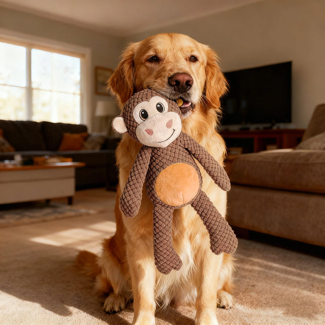 Durable Long-Legged Monkey Squeaky Plush Dog Toy, Bite-Proof Interactive Toy for Aggressive Chewers, Training Toy for All Sizes
