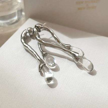 Fashion Jewelry 925 Silver Needle Resin Teardrop 2024 Trend New Back Front Dangle Earrings Hot Selling For Women Gift