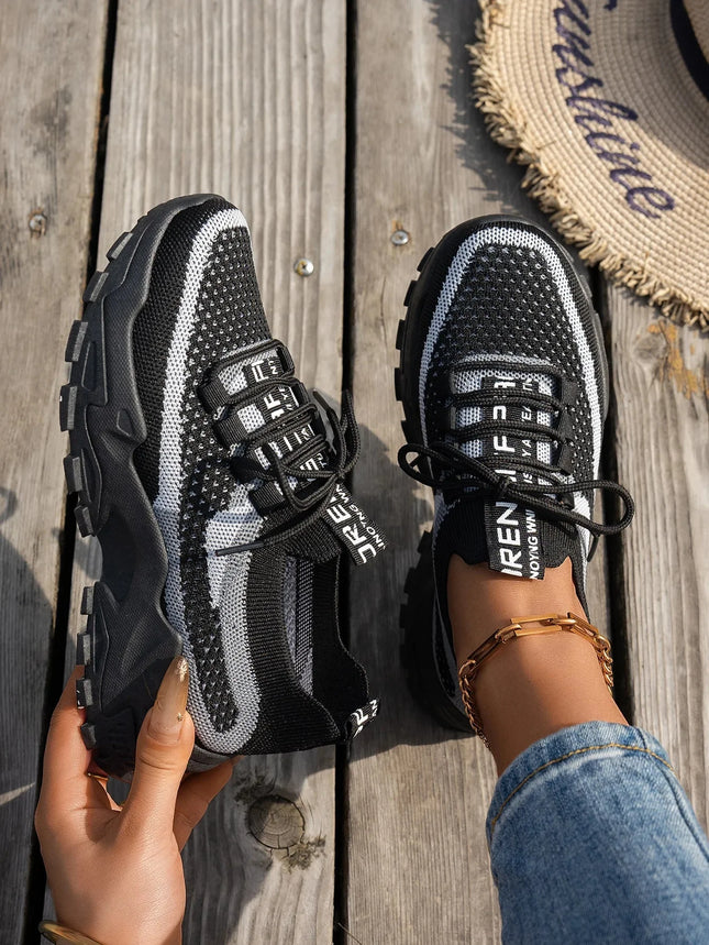 Women's Slip-On Breathable Fly Knit Mesh Shoes Thin Summer Casual Sneakers Low Heel Rubber Outsole Comfortable All Seasons