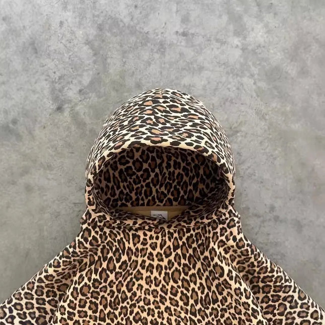 Loose Women Men Coat Street y2k retro leopard print hooded sweatshirt autumn winter Harajuku style hip-hop zipper pullover