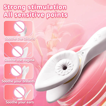 Powerful Oral Sucking Vibrator 2 in 1 Clitoris Nipple Stimualtion Vacuum Sucker Vaginal Orgasm Pleasure Adult Sex Toys for Women