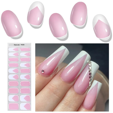 Gradient Auroras Semi Cured Gel Nail Strips Sparkly Shinning DIY Gel Polish Stickers for Nails Works with UV/LED Nail Lamps