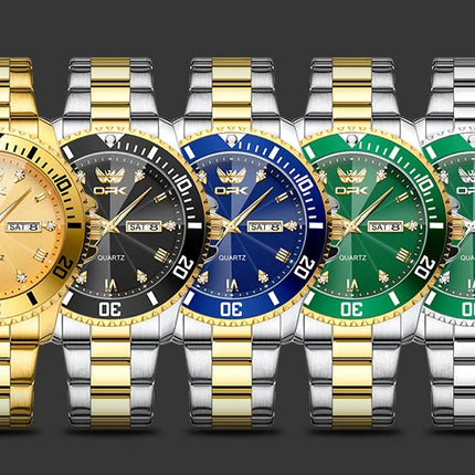 OPK 8171 Men's Watches Simple Casual Original Quartz Watch for Man Waterproof Stainleess Steel Luminous Dual Calendar Display