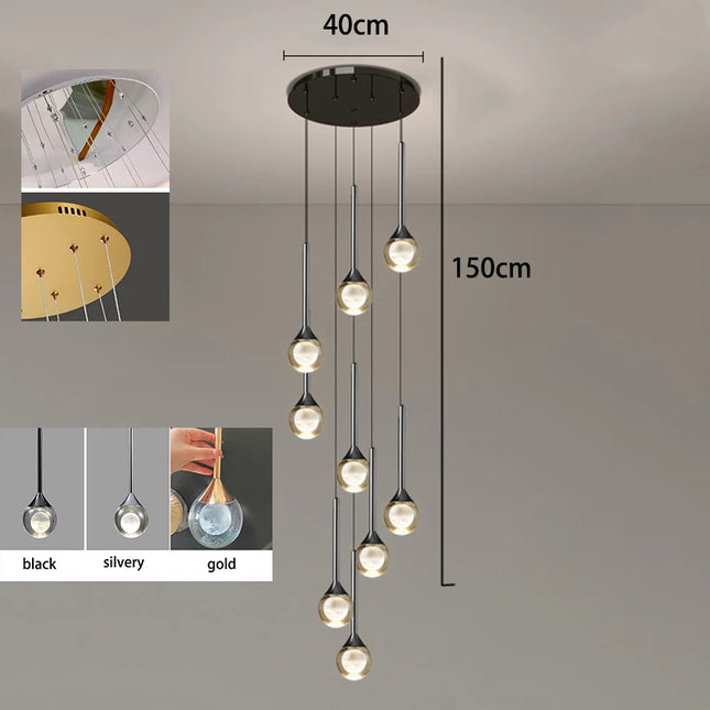 Modern home decoration crystal chandelier, stair Pendant lamp, living room Pendant lights, interior lighting