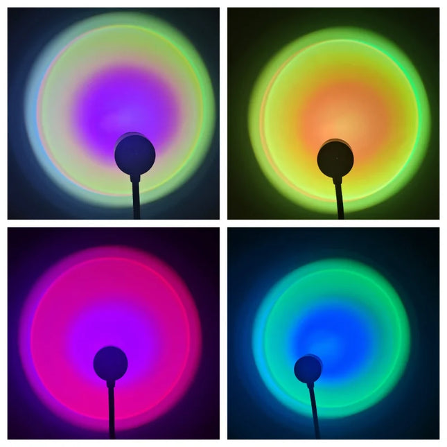 USB Projection Lamp Colorful Symphony Sunset Rainbow Atmosphere Night Light 13 Mode Lighting for Selfie Live Bedroom Decoration