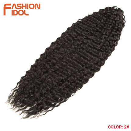 FASHION IDOL 22 Inch 300g 3PCS Ariel Curl Hair Water Wave Twist Crochet Hair Synthetic Ombre Brown Fiber Braiding Hair Extension