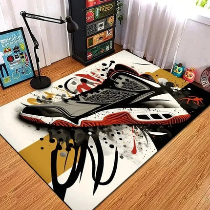 Fashion Shoes Sneakers Logo Print Carpet Rug for Living Room Corridor Bedroom Machine Washable Kid Room Play Floor Mat Gifts