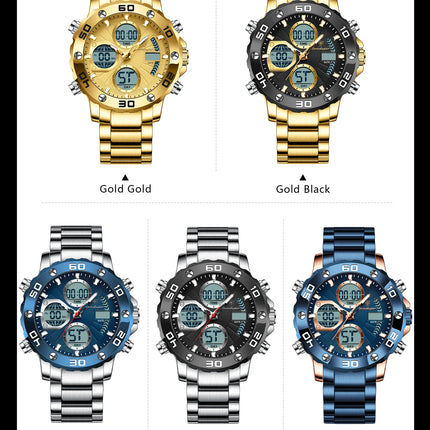 POEDAGAR Functional Men's Quartz Wristwatch Electronic LED Alarm Dual Display Male Clock Waterproof Sports Watches For Men Reloj