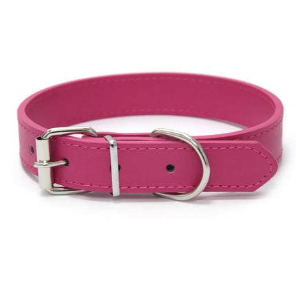 Solid Color Leather Dog Collar Adjustable Cat Necklace Puppy Neck Strap Suitable For Medium And Small Dogs Pet Supplies XS-XL