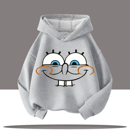 New Cute Cartoon SpongeBob SquarePants Autumn and Winter Fashion Cute Boys and Girls Daily Outing Warm Children's Hoodies