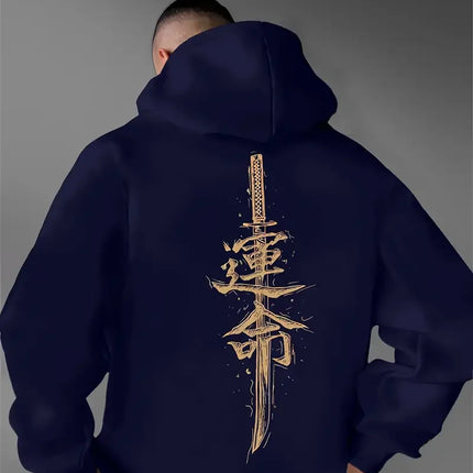 Japanese-style Fate Fashion Print Design for Men's Autumn and Winter Sweatshirts Hoodies Trendy Street Casual Sporty Pullovers