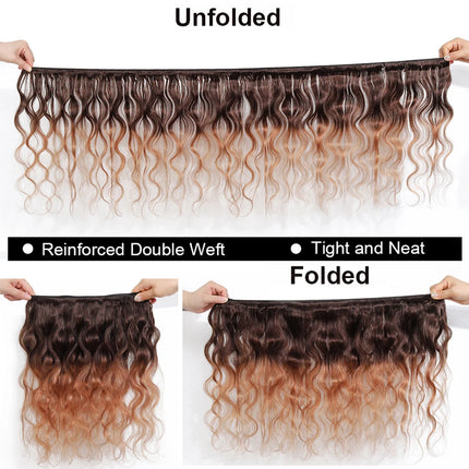 12A Ombre Body Wave Bundles Human Hair With Closure Unprocessed Virgin Hair Brazilian Ombre Colored 3/4 Bundles With Closure