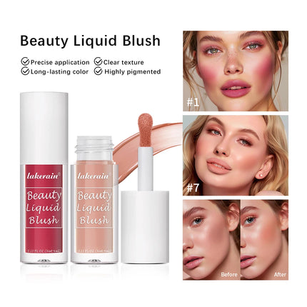 Beauty Liquid Blush Lipstick Blush Eyes Cheek Blusher Waterproof Mositure Face Contour Shadow Liquid Lip Gloss Plump Makeup