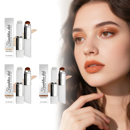 Foundation Make-Up Stick Double Head with Brush 3 Colors Lightweight Moisturizing Brighten Matte Concealer 2IN1 Foundation Stick