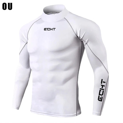 Men's Workout Compression Shirt Turtleneck Long Sleeve Rash Guard Gym Base Layer Athletic Undershirt Gear Sports Shirt