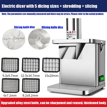 Multifunctional Vegetable Cutter Fruit and Vegetable Slicer Commercial Household Cube Cutting Stainless Steel Food Processor
