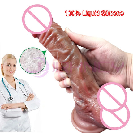 Realistic Dildo for Women Real Skin Silicone Penis Sliding Testicles Suction Cup Dick 18+ Lesbian Sex Toys Strap On Dildos