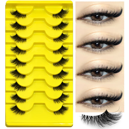 Veltrinay Half Lashes Natural Fake Lashes Wispy Cat Eye Lashes Clear Band Accent Short False Eyelashes Makeup
