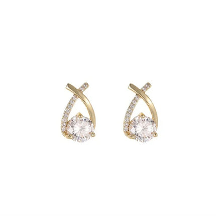 SKEDS Fashion Cross Stud Earrings For Women Girls Korean Style Elegant Crystal Jewelry Ear Rings Fishtail Lady Earrings Gift