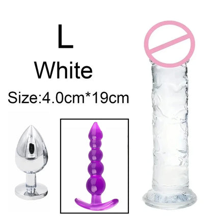 3pcs Anal Black Dildos Male Butt Plug Prostate Massager Stimulator for Women Vagina Big Penis with Suction Cup Adult Sex Toys