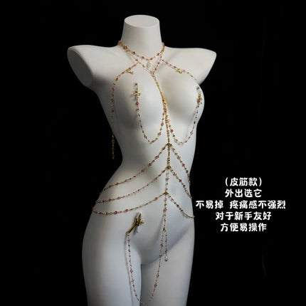 Sexy Sultry Body Chains Rhinestone Collars Nipple Clitoral Clamps Anal Plugs Feminine Erotic Accessories BDSM Training Sex Toys