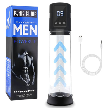 Electric Male Penis Pump Vacuum Sucking 9 Training Mode Penis Trainer Magnify Endurance Delay Ejaculation Adult Sex Toys for Men