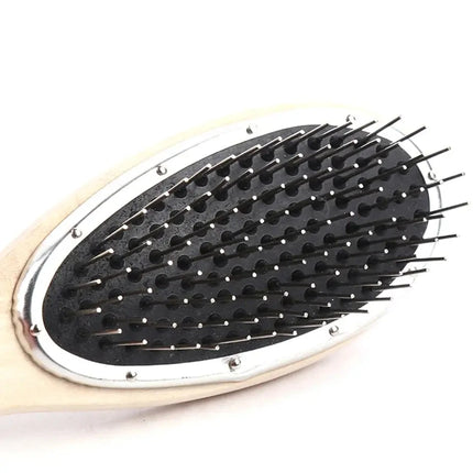 Wooden Handle Detangling Hair Brush Hair Wig Styling Steel Combs Wide-toothed Round Head Massage Brush Barber Metal Comb