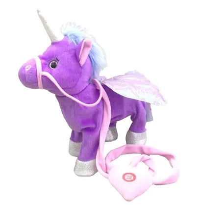 Unicorn Leading Rope Angel Horse Doll Walking Singing Electric Plush Toy Children's Gift