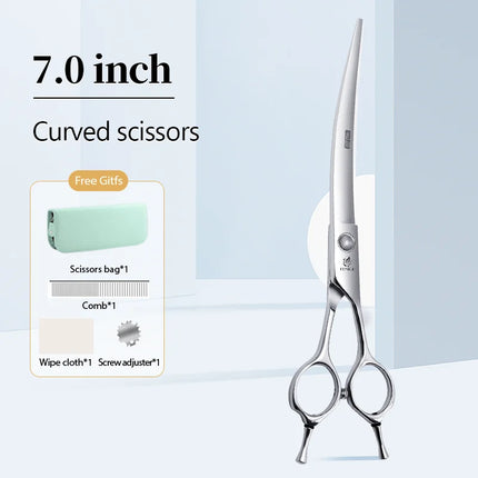Fenice  Professional Home Pets Grooming Set 6//6.5/7/7.5 Inch Bearing Screw Straight Curved Thinning Chunker Shears for Dogs/Cat