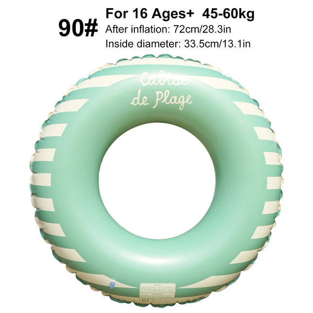 1PC Swimming Pool Floats for Adults, Inflatable Tubes With Simple Stripes, Cute Swim Rings, Floaties Water Toys for Beach