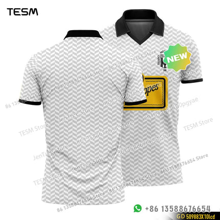 TESM Summer POLO Shirt Men Summer Sports V-neck T-shirt Street Trendy Short Sleeve 3D HD Print T-shirt