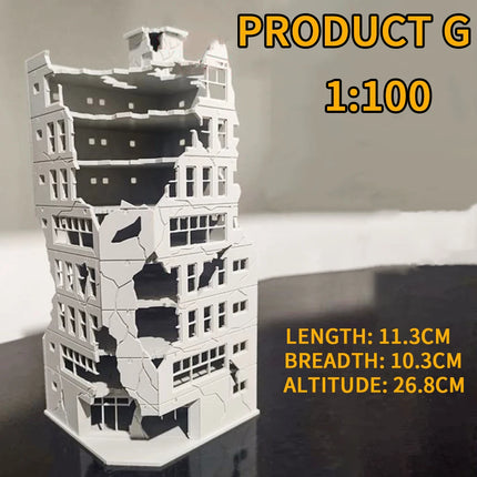 1:150 1:100 N Scale Battle Damaged Building Assembly Model Toys Military Scene Layout Materials Diorama Kits 1Pcs
